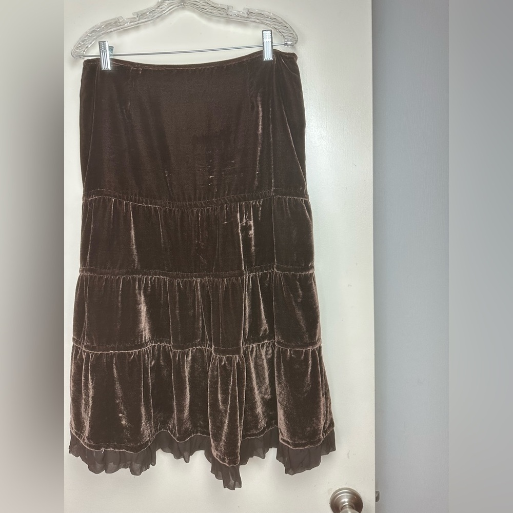 Anne Carson Brown Velvet‎ Y2K Vintage Whimsigoth Dark Romantic Skirt 10*Flaw*